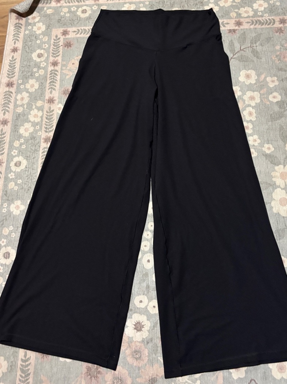 OFFLINE by aerie black ribbed real me high rise wide leg pants -XL/short inseam